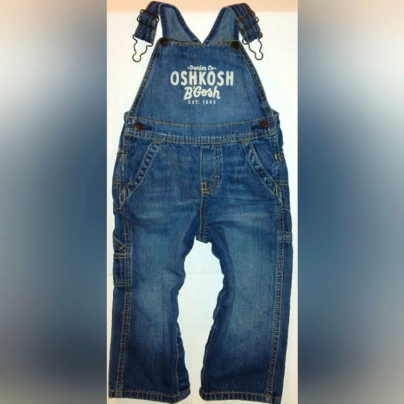 ☆Like New☆OSH KOSH B'GOSH Adorable Toddler Denim Cargo Overalls☆24mo - Picture 1 of 16